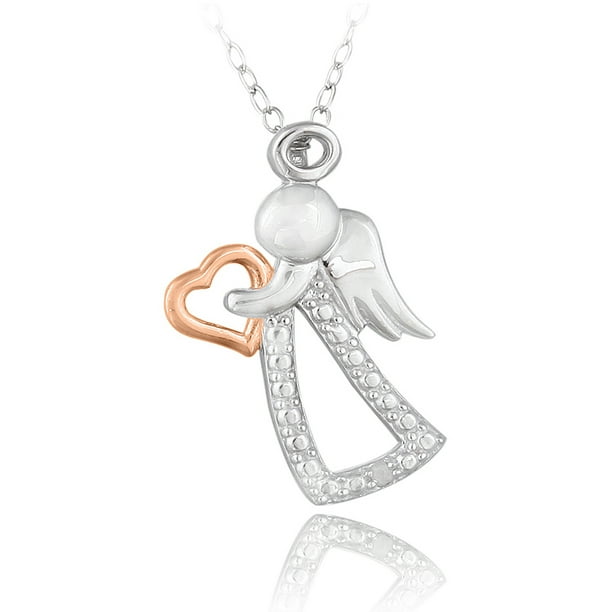 18" 925 Silver Diamond Accent Praying Angel Necklace 18" 925 Silver Diamond Accent Praying Angel Necklace